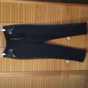Raffaello Sportswear NWT Black Faux Zipper Pockets Faux Leather Tuxedo Pants 12